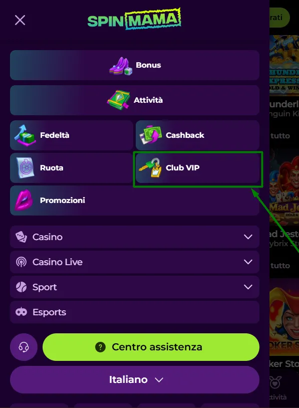 Programma VIP SpinMama Casino - Club Esclusivo